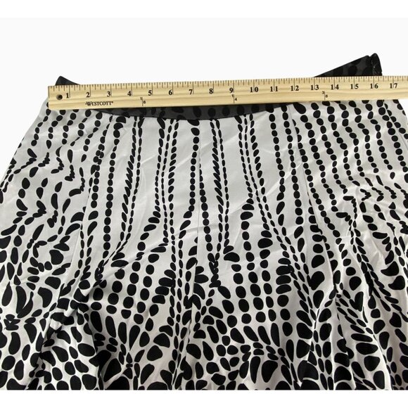 VTG Womens 12 Black White Polka Dot Flowy Feminine Lace Trim Hem Skirt - Picture 6 of 9